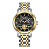 Men's Business Quartz Watch Zinc Alloy Case Stainless Steel Strap Round Dial Multifunctional Waterproof