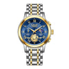 Men's Business Quartz Watch Zinc Alloy Case Stainless Steel Strap Round Dial Multifunctional Waterproof