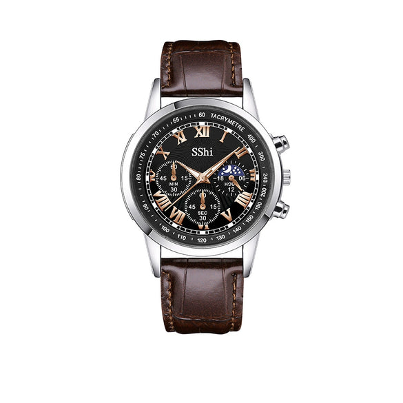 Men's Business Quartz Wrist Watch Alloy Case And Strap Round Dial Titanium Metal Clasp
