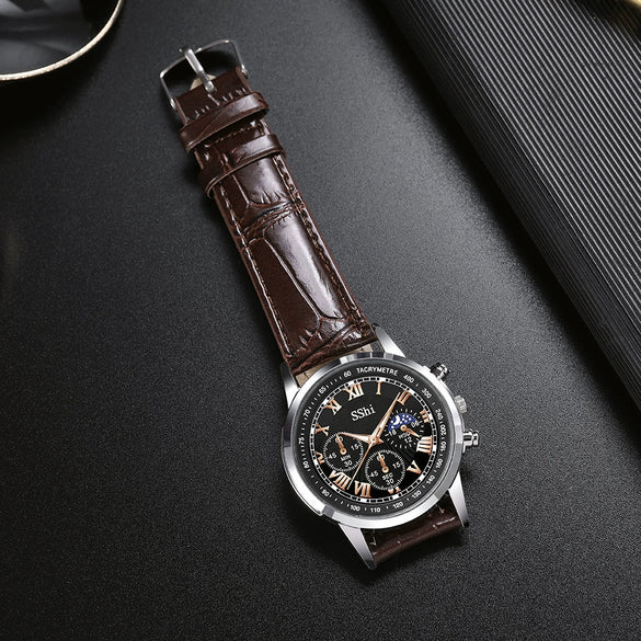 Men's Business Quartz Wrist Watch Alloy Case And Strap Round Dial Titanium Metal Clasp
