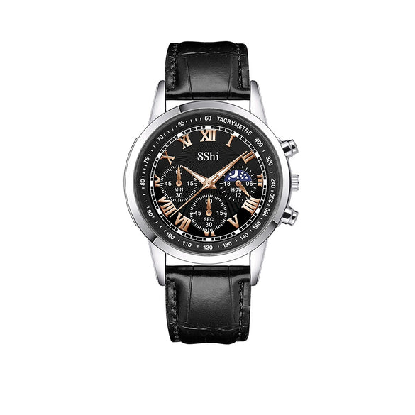 Men's Business Quartz Wrist Watch Alloy Case And Strap Round Dial Titanium Metal Clasp