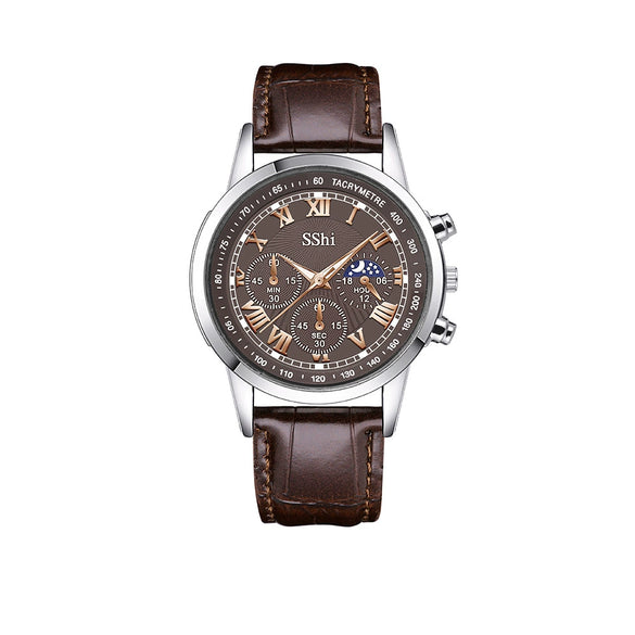 Men's Business Quartz Wrist Watch Alloy Case And Strap Round Dial Titanium Metal Clasp