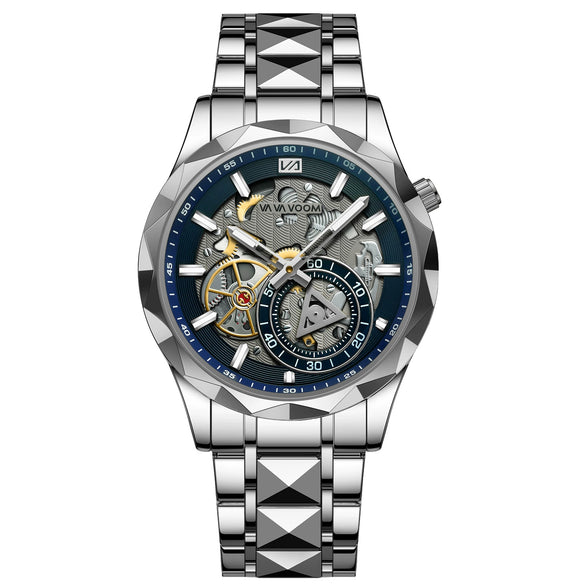 Men's Business Simple Stainless Steel Band Quartz Waterproof Round Dial Watch