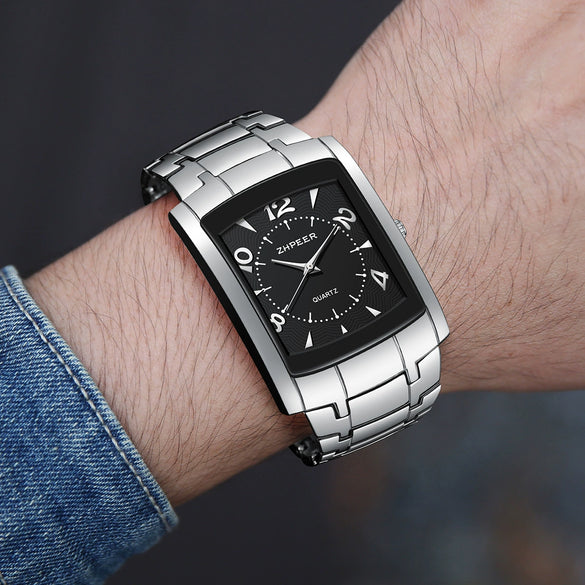 Men's Business Square Alloy Band Quartz Watch