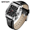 Men's Business Square Quartz Watch Zinc Alloy Case Mineral Strengthened Glass Mirror Belt Strap Waterproof