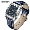 Men's Business Square Quartz Watch Zinc Alloy Case Mineral Strengthened Glass Mirror Belt Strap Waterproof