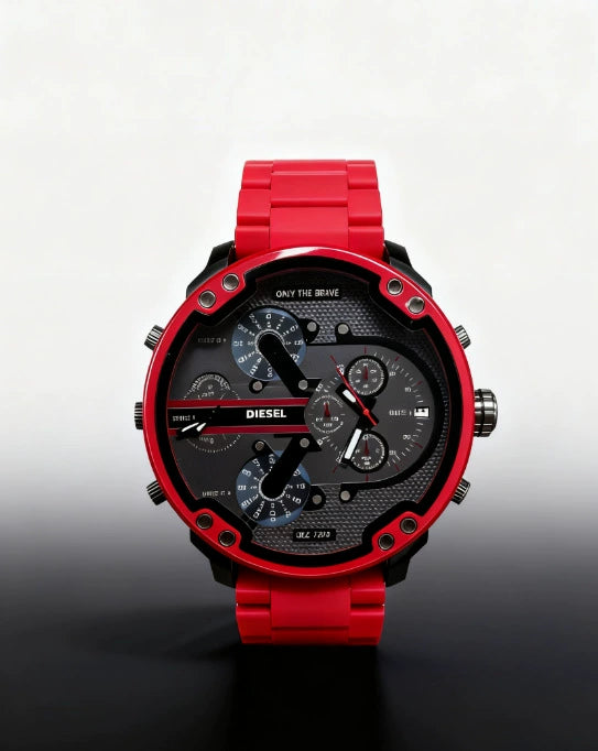 Men's Business Stainless Steel Band Round Dial Quartz Watch With Double Time Zone And Double Calendar