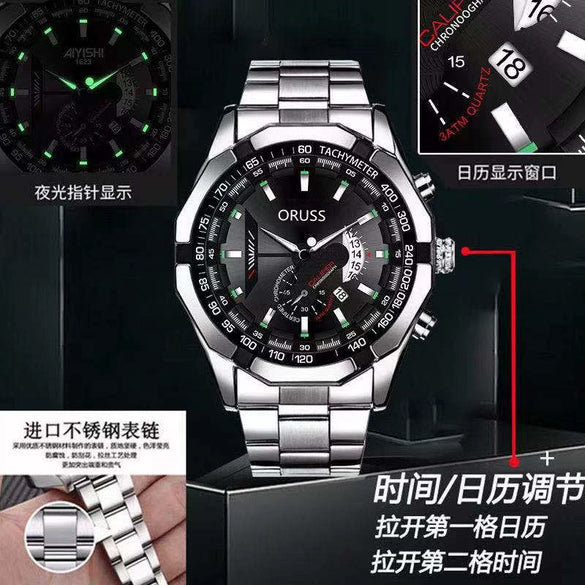 Men's Business Style Alloy And Stainless Steel Automatic Movement Round Dial Waterproof Luminous Watch
