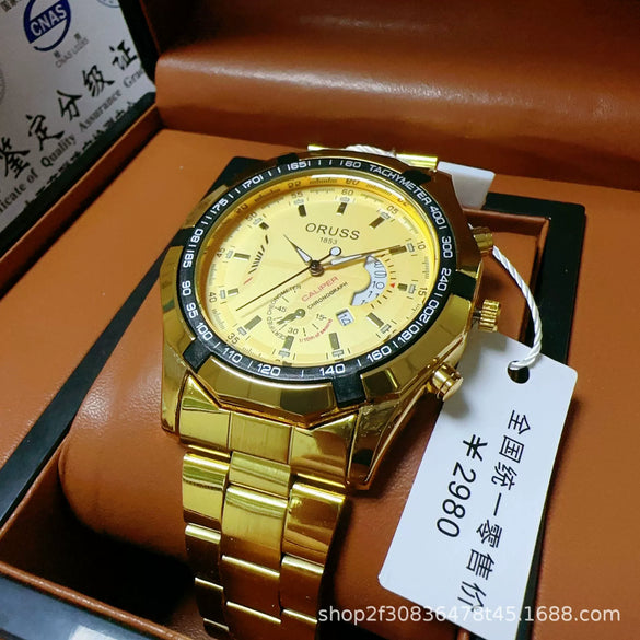 Men's Business Style Alloy And Stainless Steel Automatic Movement Round Dial Waterproof Luminous Watch
