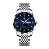 Men's Business Style Alloy And Stainless Steel Round Dial Waterproof Luminous Watch