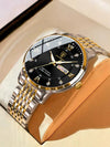 Men's Business Style Alloy And Stainless Steel Round Dial Waterproof Luminous Watch