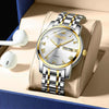 Men's Business Style Alloy And Stainless Steel Round Dial Wrist Watch With Automatic Movement And Luminous Feature