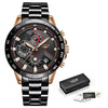Men's Business Style Alloy And Stainless Steel Sports Watch With Quartz Movement Round Dial Luminous Function