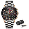 Men's Business Style Alloy And Stainless Steel Sports Watch With Quartz Movement Round Dial Luminous Function