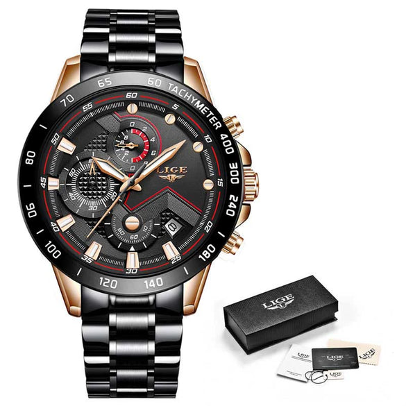 Men's Business Style Alloy And Stainless Steel Sports Watch With Quartz Movement Round Dial Luminous Function