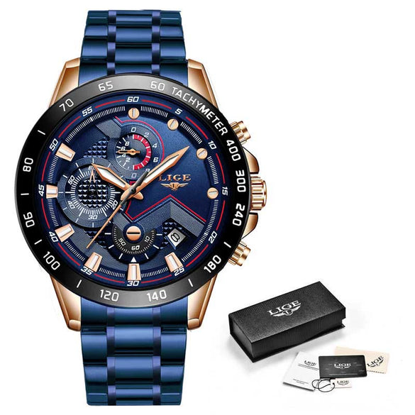 Men's Business Style Alloy And Stainless Steel Sports Watch With Quartz Movement Round Dial Luminous Function