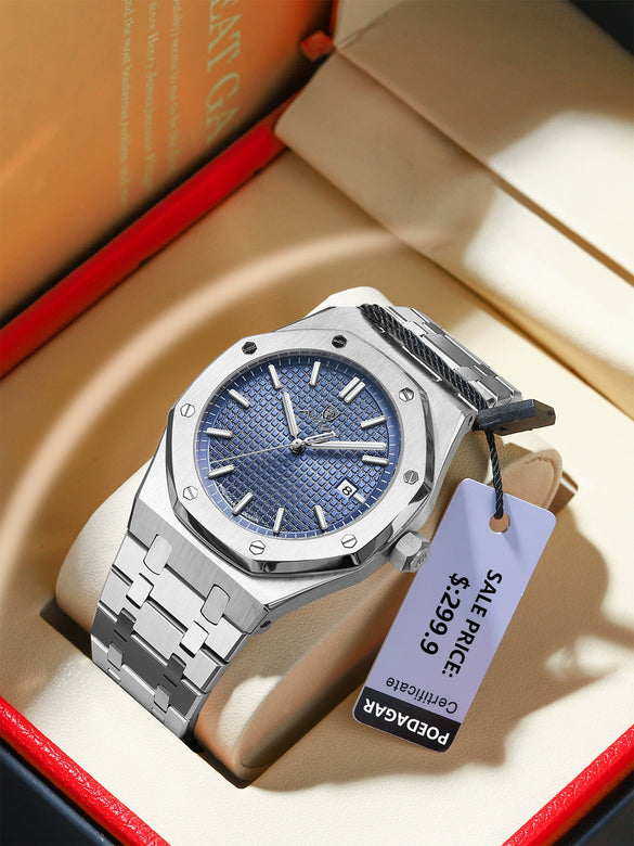 Men's Business Style Alloy And Stainless Steel Watch With Rhombus Dial And Mineral Reinforced Glass Mirror