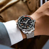 Men's Business Style Alloy Automatic Fake Mechanical Cut Out Round Dial Waterproof Watch