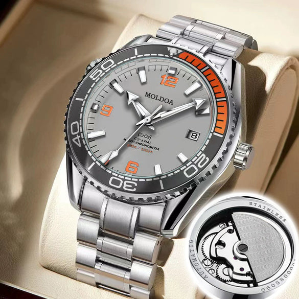 Men's Business Style Alloy Automatic Fake Mechanical Cut Out Round Dial Waterproof Watch