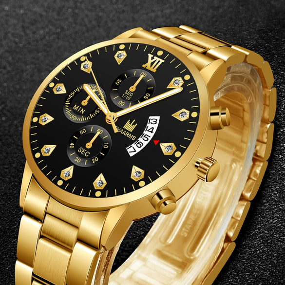 Men's Business Style Alloy Band Round Dial Quartz Watch With Scale Display