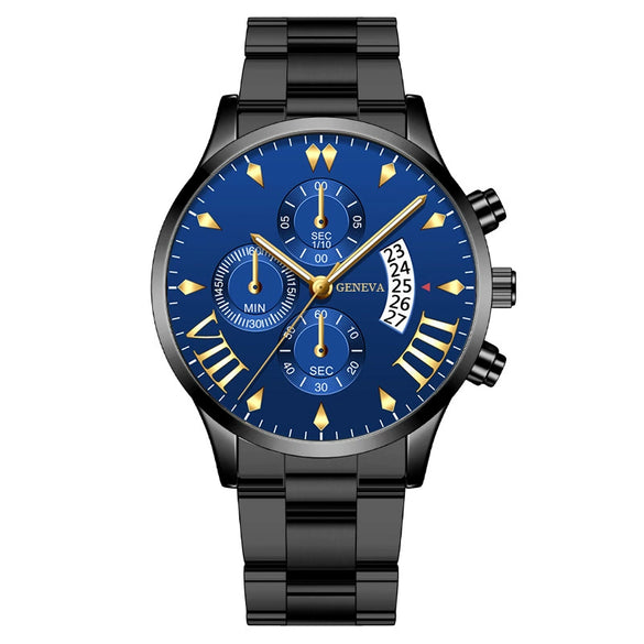 Men's Business Style Alloy Belt Quartz Watch With Round Dial