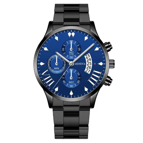 Men's Business Style Alloy Belt Quartz Watch With Round Dial