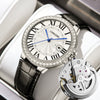 Men's Business Style Alloy Case And Strap Round Dial Luminous Calendar Waterproof Mechanical Watch
