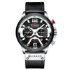 Men's Business Style Alloy Case Genuine Leather Strap Round Dial Watch