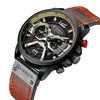 Men's Business Style Alloy Case Genuine Leather Strap Round Dial Watch