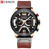 Men's Business Style Alloy Case Genuine Leather Strap Round Dial Watch