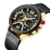 Men's Business Style Alloy Case Genuine Leather Strap Round Dial Watch
