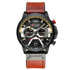 Men's Business Style Alloy Case Genuine Leather Strap Round Dial Watch