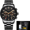 Men's Business Style Alloy Case Leather Belt Round Dial Sixpin Chronograph Calendar Watch