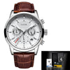 Men's Business Style Alloy Case Leather Belt Round Dial Sixpin Chronograph Calendar Watch