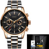 Men's Business Style Alloy Case Leather Belt Round Dial Sixpin Chronograph Calendar Watch