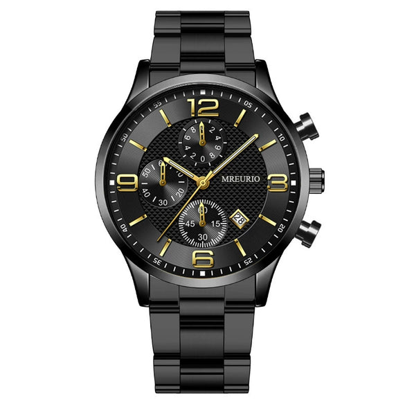 Men's Business Style Alloy Case Metal Strap Round Dial Watch