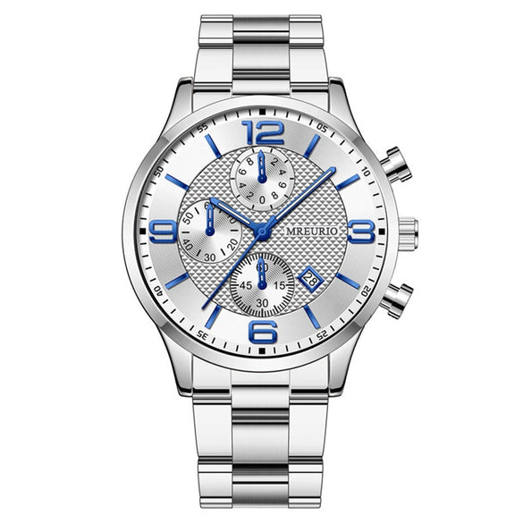 Men's Business Style Alloy Case Metal Strap Round Dial Watch