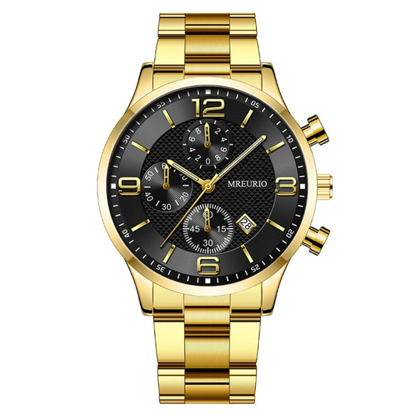 Men's Business Style Alloy Case Metal Strap Round Dial Watch