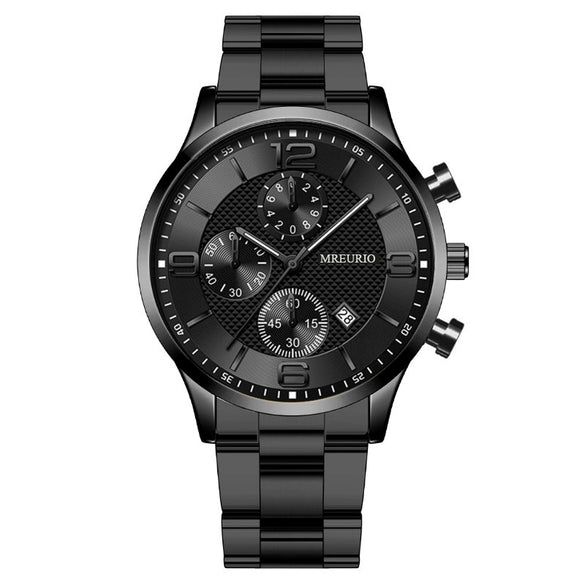 Men's Business Style Alloy Case Metal Strap Round Dial Watch