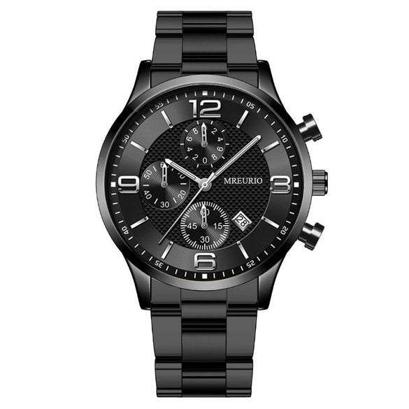 Men's Business Style Alloy Case Metal Strap Round Dial Watch