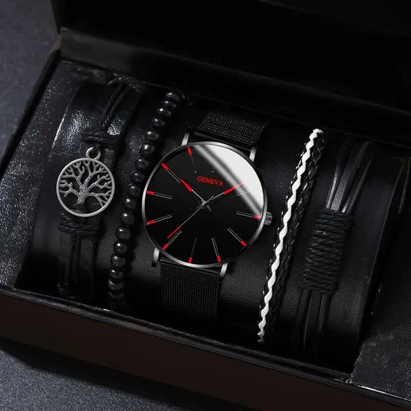 Men's Business Style Alloy Case Mineral Reinforced Glass Mirror Canvas Quartz Bracelet Watch With Single Calendar And Spiral Crown