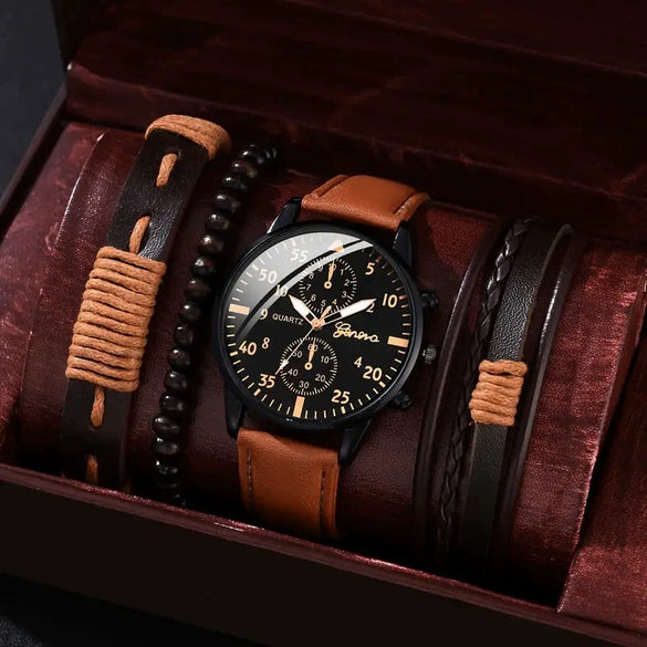 Men's Business Style Alloy Case Mineral Reinforced Glass Mirror Canvas Quartz Bracelet Watch With Single Calendar And Spiral Crown