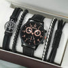 Men's Business Style Alloy Case Mineral Reinforced Glass Mirror Canvas Quartz Bracelet Watch With Single Calendar And Spiral Crown