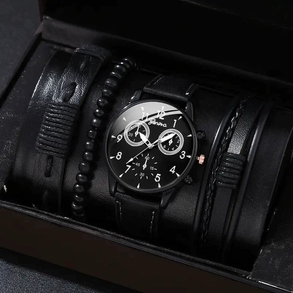 Men's Business Style Alloy Case Mineral Reinforced Glass Mirror Canvas Quartz Bracelet Watch With Single Calendar And Spiral Crown