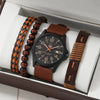 Men's Business Style Alloy Case Mineral Reinforced Glass Mirror Stainless Steel Buckle Imitation Leather Strap Round Dial Quartz Watch