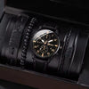 Men's Business Style Alloy Case Mineral Reinforced Glass Mirror Stainless Steel Buckle Imitation Leather Strap Round Dial Quartz Watch