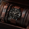Men's Business Style Alloy Case Mineral Reinforced Glass Mirror Stainless Steel Buckle Imitation Leather Strap Round Dial Quartz Watch