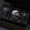 Men's Business Style Alloy Case Mineral Reinforced Glass Mirror Stainless Steel Buckle Imitation Leather Strap Round Dial Quartz Watch