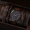 Men's Business Style Alloy Case Mineral Reinforced Glass Mirror Stainless Steel Buckle Imitation Leather Strap Round Dial Quartz Watch