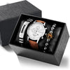 Men's Business Style Alloy Case Mineral Reinforced Glass Mirror Stainless Steel Buckle Imitation Leather Strap Round Dial Quartz Watch